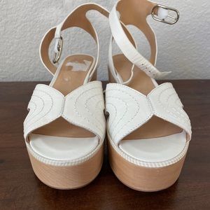 JOIE Gabourey White Platform Sandals